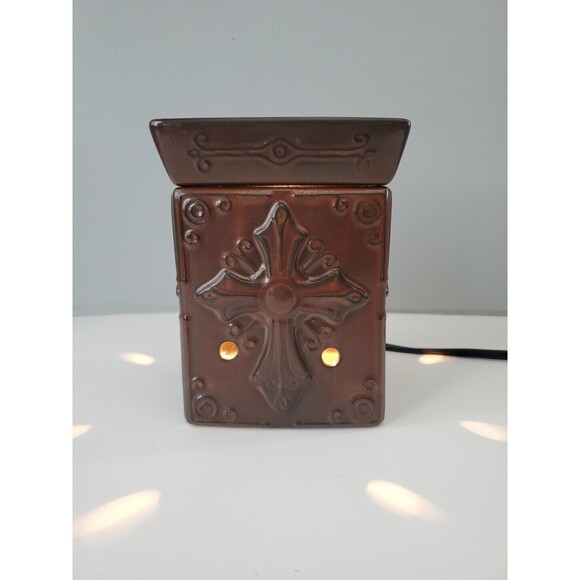 Scentsy Brown Hope Cross Celtic Full Size Electric Candle Wax Warmer Retired - Picture 11 of 11